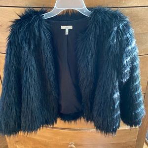 Joie black faux fur zip up jacket, beautiful! Condition